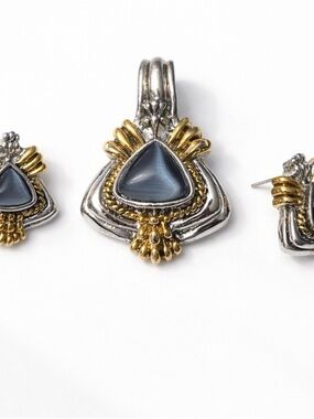 Elegant Silver and Gold Moonstone Jewelry Set